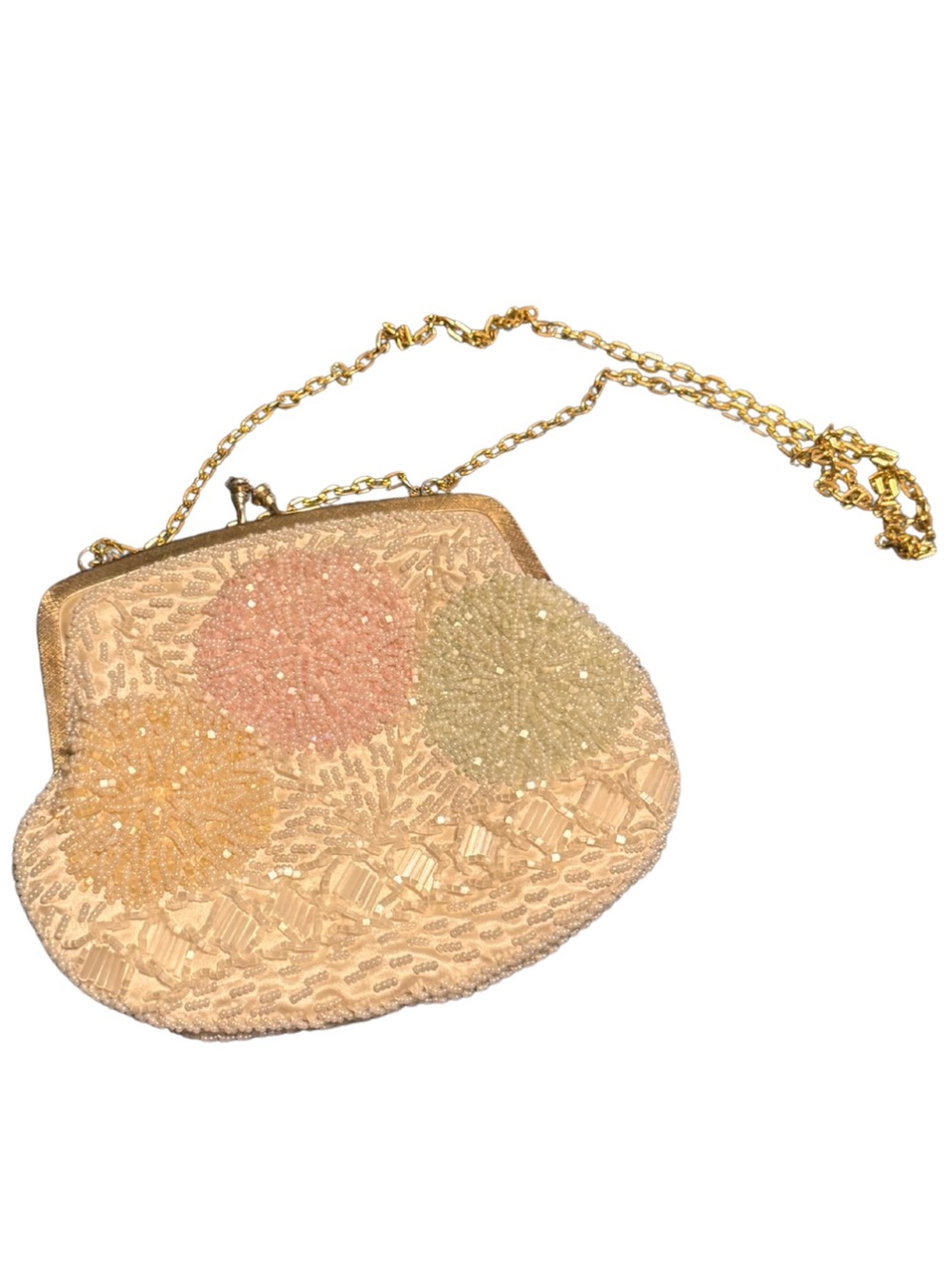 Vintage 1960s Mister Ernest Floral Beaded Shoulder Bag Clutch Purse